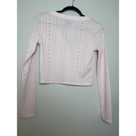 Fourteen Twelve Crop Eyelet Sweater Size Jr. M - Picture 2 of 6